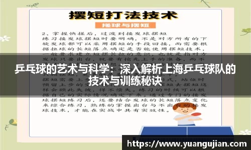 乒乓球的艺术与科学：深入解析上海乒乓球队的技术与训练秘诀