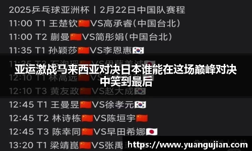 亚运激战马来西亚对决日本谁能在这场巅峰对决中笑到最后